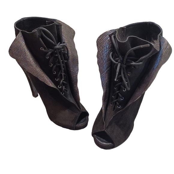 GIUSEPPE Zanotti x Thakoon peep toe ankle bootie heels with laces shoes - Picture 3 of 11